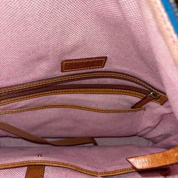 Dooney Burke Womens Shoulder Bag Blue Dillen Pocket Sac Purse Classic - Picture 10 of 14
